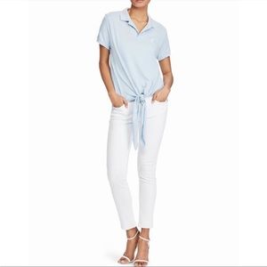 NWT Polo Ralph Lauren Tie-front Mesh Polo Shirt Top Sz XS